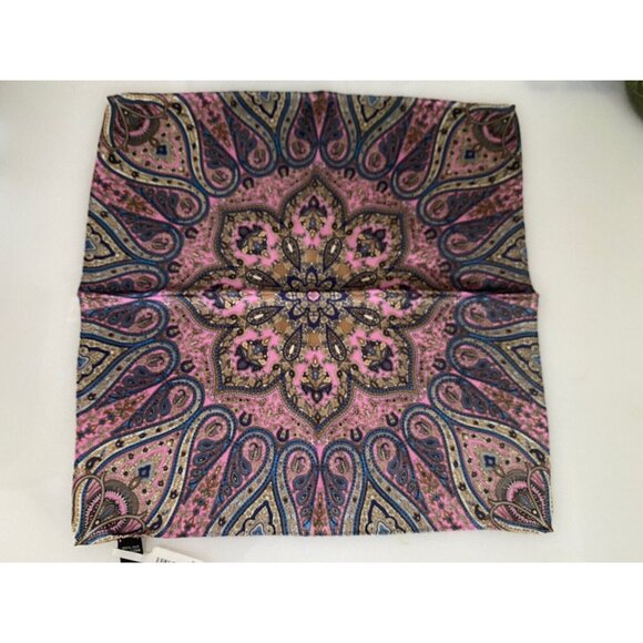 Jos A Bank Mens 14.5 X 14.5” Pink Blue Paisley 100% Silk Pocket Square New W Tag - Picture 15 of 16